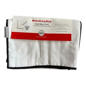 KitchenAid Stand Mixer Cover Black White Cotton Bake Prepare Storage Protect NWT